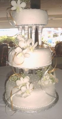 wedding cake tier with orchids