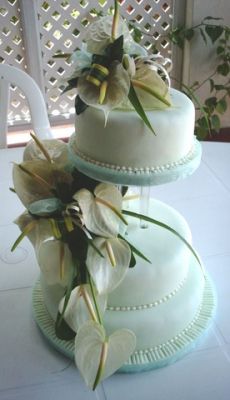 wedding cake tiered anthurim cake mint green fondant