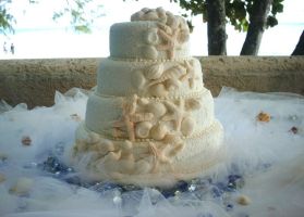 wedding cake tiered sea shell cake