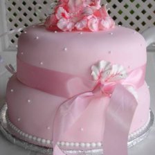 2 Tier Cake - Pink Fondant and Hibiscus Flowers