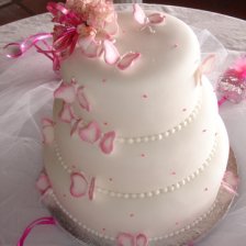 Tiered Cake with Pink Butterflies